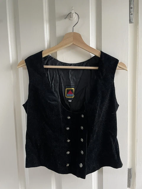 black vintage velvet vest large size 48