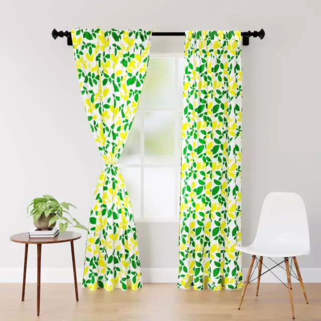 Poliéster Estampado Puerta Cortinas Con Alzapaños 2.7m Multicolor Hoja Pack 2 C4