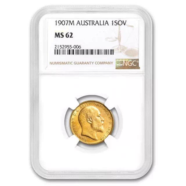 1907-M Australia Gold Sovereign Edward VII MS-62 NGC