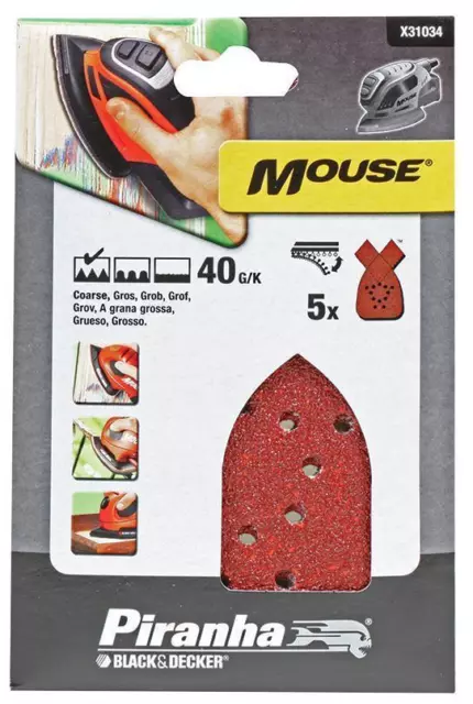 Souris Ponçage Feuilles, 40 Cran - 5 Paquet - PIRANHA