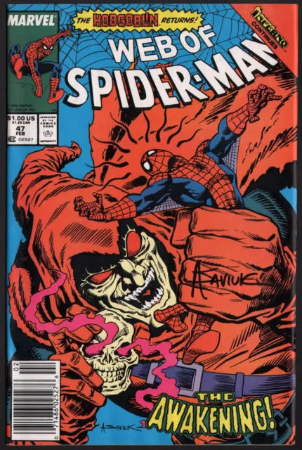 Web of Spider-Man 47 SIGNED Alex Saviuk Art ~ Hobgoblin Skull Cover Marvel Comic