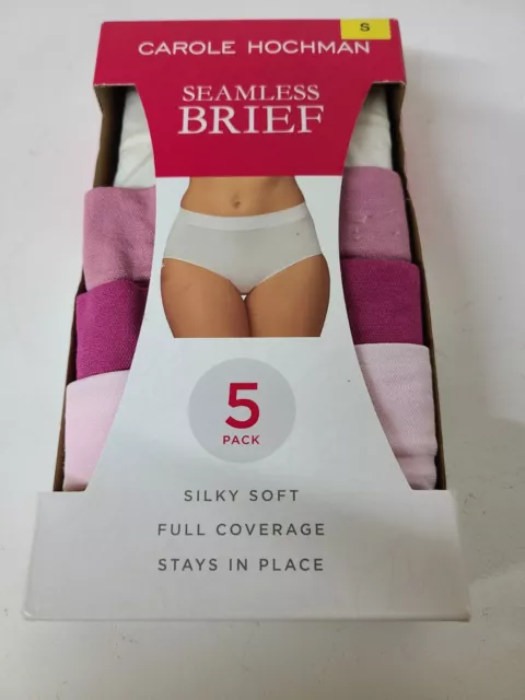 CAROLE HOCHMAN SEAMLESS Brief 5 Pack Includes 3 Shades Of Pink & 2