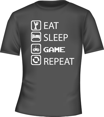 Ragazzi Da Uomo Eat Sleep Gioco Ripetere T-shirt Grande regalo di Natale, Compleanno Padri L @ @ K!