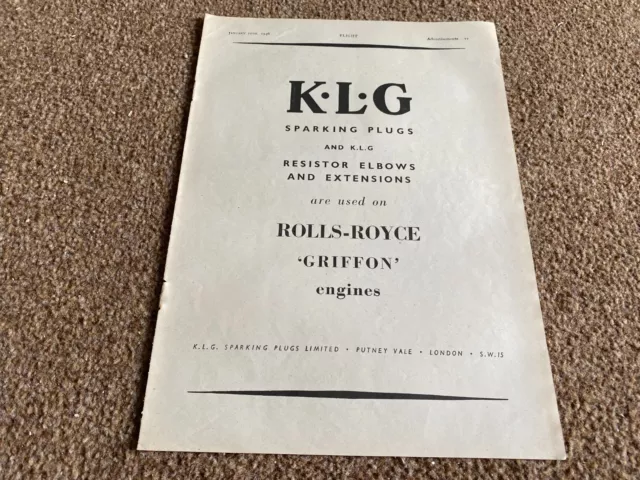 Fabk21 Advert 11X8 K.l.g Spraking Parks. Rolls-Royce Griffon Engine