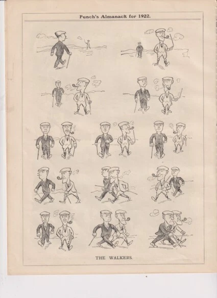 1922 Punch  Cartoon over 2 Facing Pages - The Walkers Compete