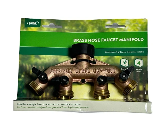 Orbit 62010N 4-Port Garden Water Hose Faucet Manifold 3/4 Swivel x 3/4 MHT in.