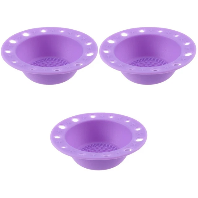 3 piezas Pincel Limpiador Alfombra Herramienta de maquillaje Cosméticos Pincel Lavador Borde