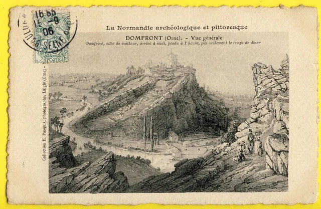 cpa Gravure DOMFRONT (Orne) Ville de Malheur, arrivé à Midi, pendu à 1 Heures