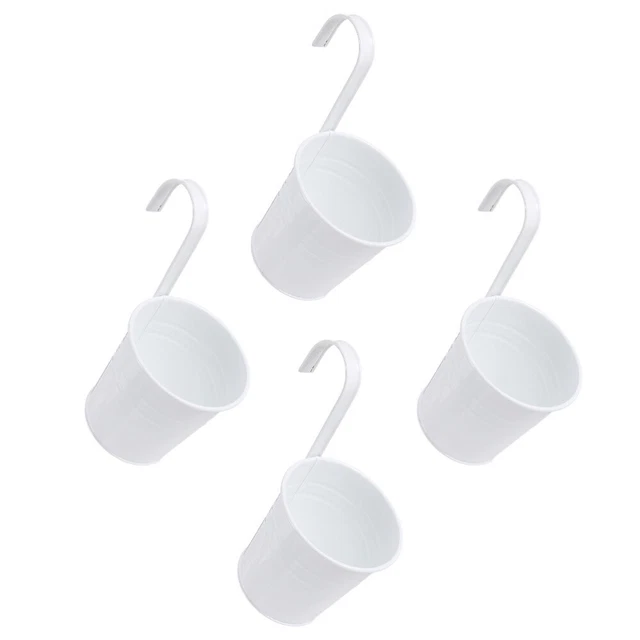4 Pcs Pendaison Pot De Fleur À Crochet En Étain Mini-vase Planteur