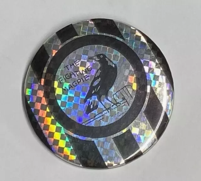 VFL/AFL VINTAGE COLLINGWOOD MAGPIES COLLECTABLE (hologram) TIN BADGE  PIN