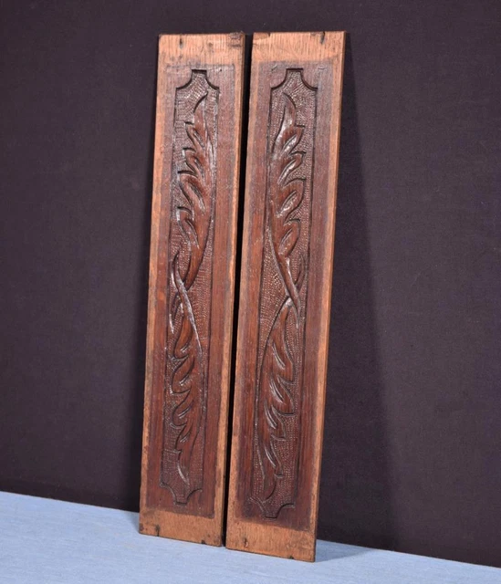 French Antique Hand Carved Architectural Panels Solid Oak Wood Salvage 2