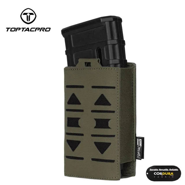 TOPTACPRO Tactical Mag Pouch MOLLE Single Mag Carrier Laser Cut 5.56mm Camo Gear