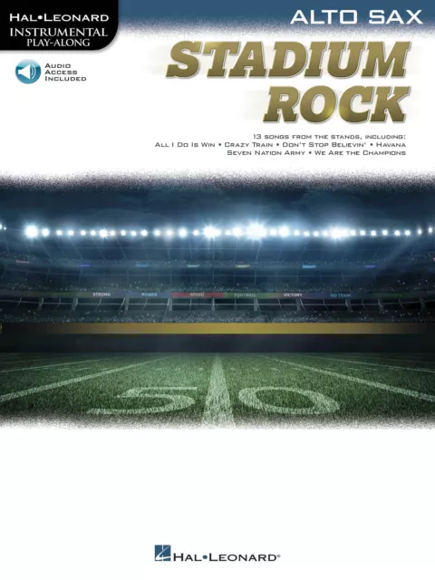 Stadium Rock for Alto Sax Solo Sheet Music 13 Songs Play-Along Book Online Audio
