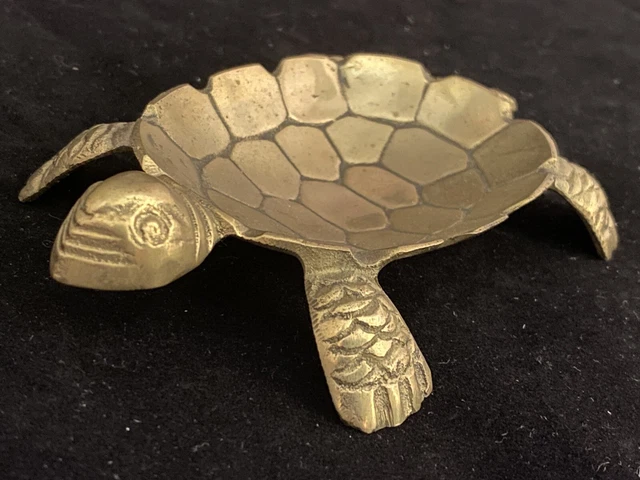 Vintage Lenwile Ardalt Brass Sea Turtle Coin Soap Trinket Dish Ash Tray