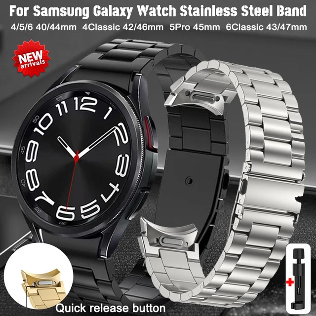 For Samsung Galaxy Watch6 Classic 43/47mm 4 5 6 Stainless Steel Band Metal Strap