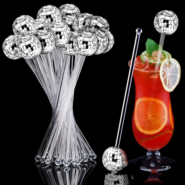 2024 Palline da discoteca Bastoncini Swizzle Mescolari da cocktail riutilizzabili Bastoncini da caffè