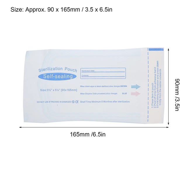(90 X 165mm)200x / Box Disposable Self Sealing Cleaning Pouch For Dental CHW