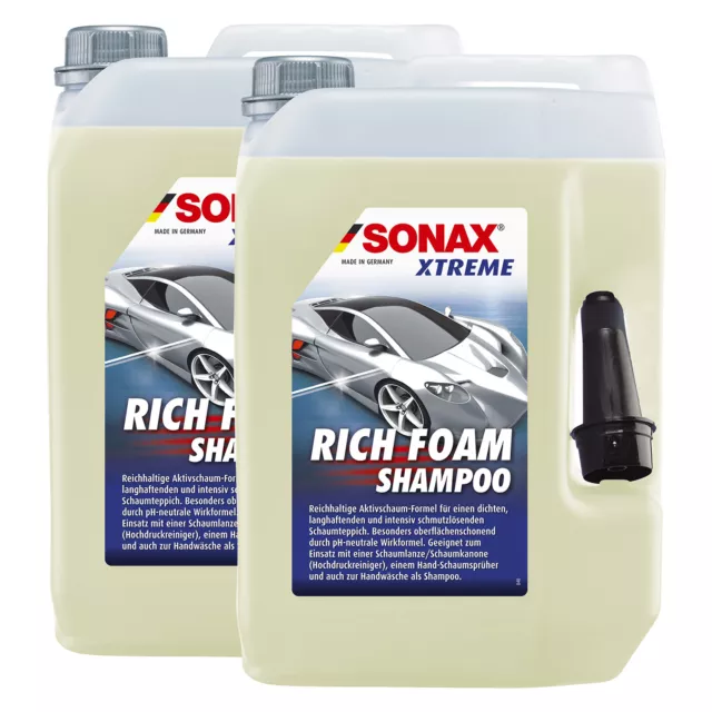 2x 5 Litro Sonax Xtreme Richfoam Shampoo Auto Schiuma con Pulizia