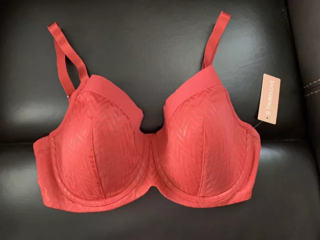 NWT Thirdlove Chevron Contour Demi Lightly Lined Bra Red Sz 34E VALENTINES Gift