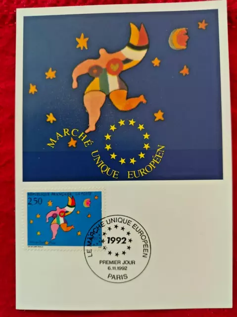 1992 FDC Carte 1ER JOUR La Marche unique Européen