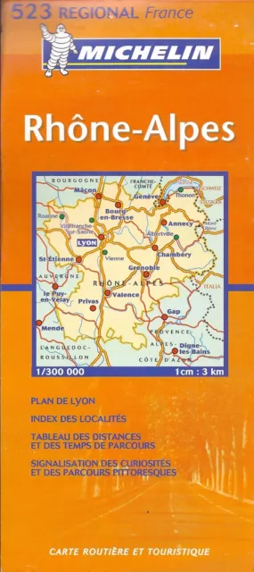 Michelin Map of Rhone-Alpes, Michelin Map #523- Lyon city plan included