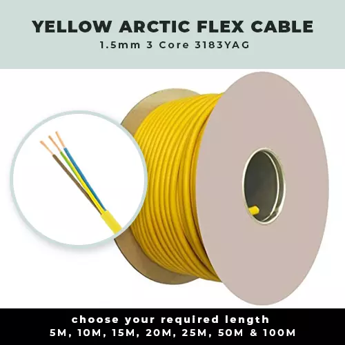 1.5Mm 3 Core 3183Ag Yellow Arctic Flex Cable 5M, 10M, 15M, 20M, 25M, 50M, 100M