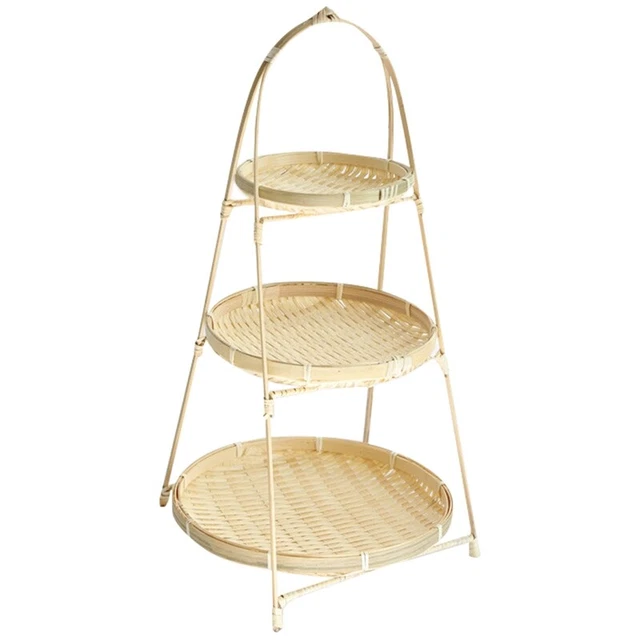 Cestas de nivel estante pan de fruta almacenamiento de alimentos cocina decoración plato redondo StaT4