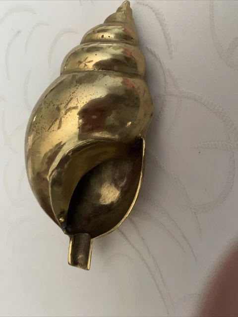 Vintage Shell Brass Ashtray Sea Shell Nautical Decor