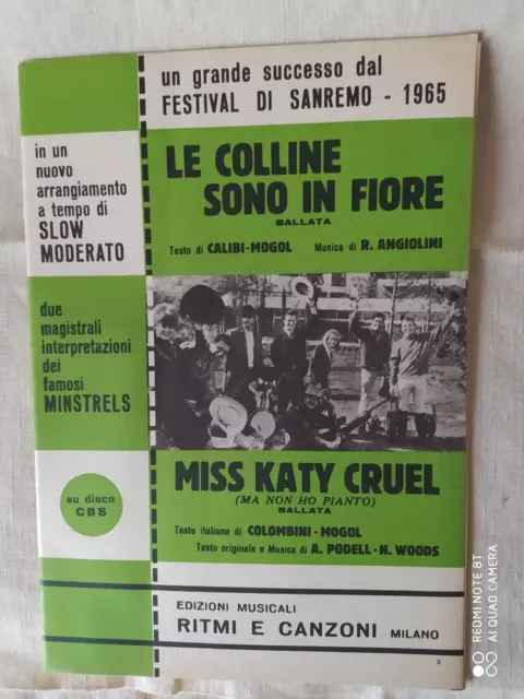 Minstrels "Le Colline Sono In Fiore" - "Miss Katy Cruel" - 1965 - Ed. Ritmi E Ca