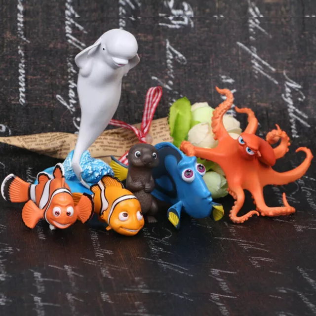 6pcs Finding Nemo Marlin Dory Otter Hank Decor Topper Cake Action Figures Toy