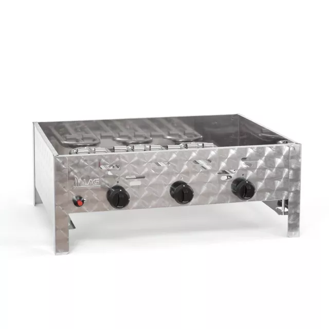 Gasgrill 11kW mit Grillset 3-flammig Edelstahl-Brenner Gasbräter Gastrobräter 2