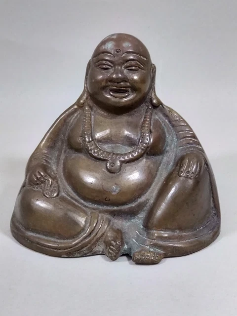 Vintage Brass Sitting Buddha Figure Statue 3.5"  Tall