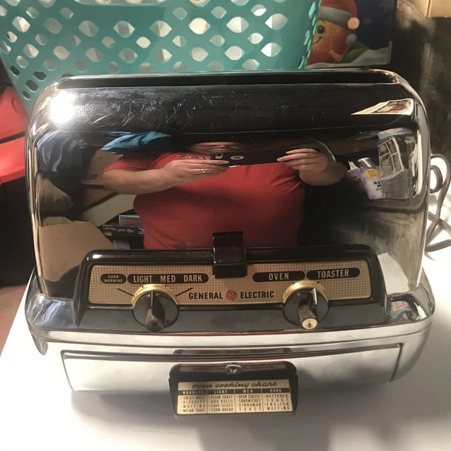 Vintage GE General Electric 25T83 Chrome Toaster & Oven, Tested