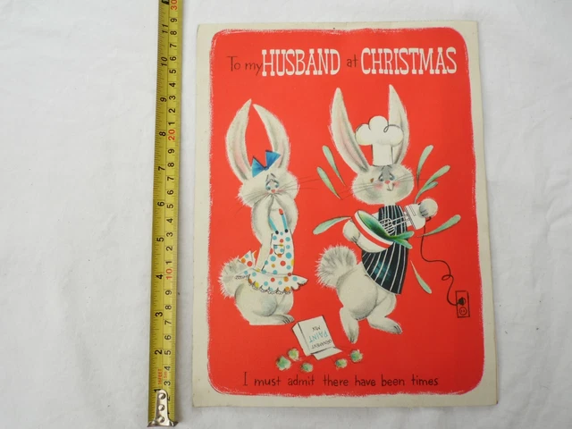 Large USED vintage 1950s/1960s CHRISTMAS HUSBAND greeting card scrapbook