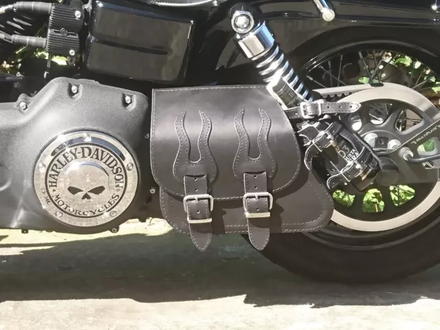 Schwingentasche  Dyna Flame schwarz Orletanos passend für Harley Davidson Dyna