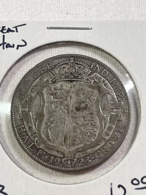 1923 Great Britain 1/2 Crown Silver Coin