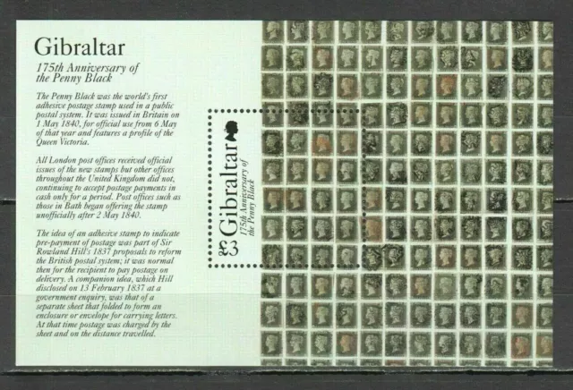 Gibraltar 2015 - 175th Anniversary of the Penny Black  £3 Miniature Sheet - MUH