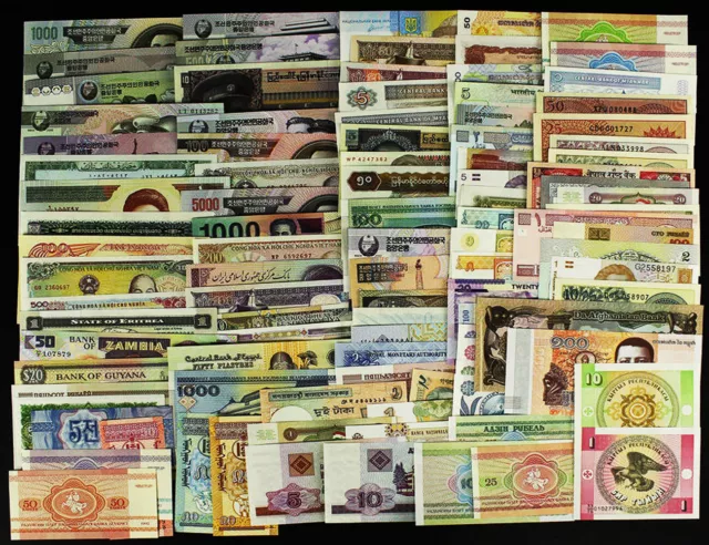 Lot 50 PCS Bundle from 25 Different Countries Currency World Banknotes UNC Rare
