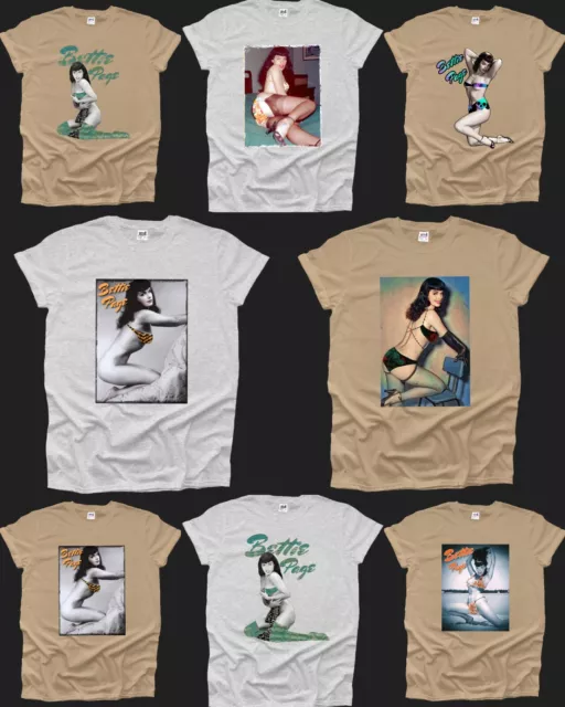 Bettie Page Tshirt Sex Icon Model Boobs 50s Celebrity Vintage Pin Up Men Woman