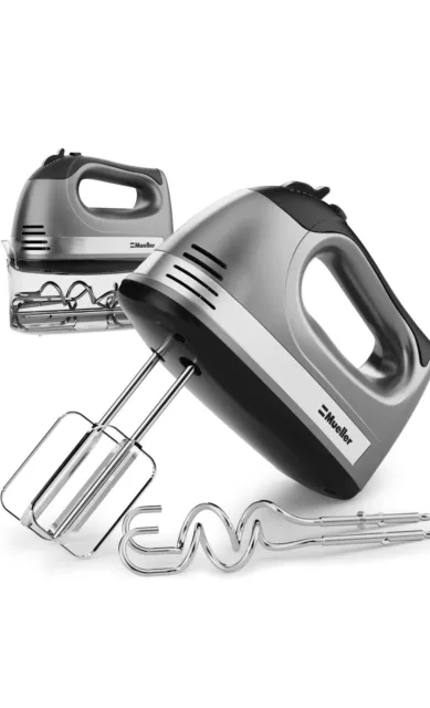 Electric Hand Mixer, 5 Speed 250W Turbo with Snap-on Storage Case Mueller