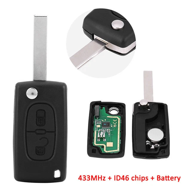 2-Buttons Remote Flip Car Key Fob 433mhz For Peugeot 207 307 308 407 807