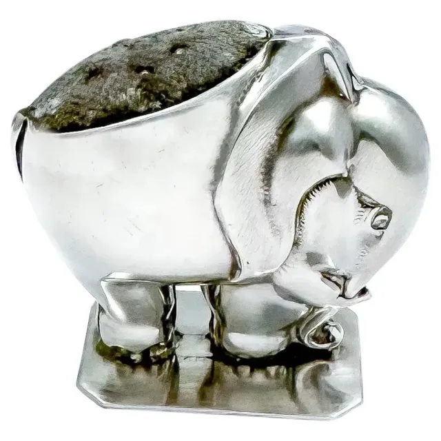 Miniature Edwardian style sterling silver elephant pin cushion 2