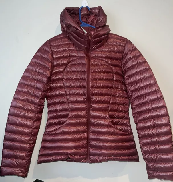 Lululemon Women Pack It Goose Down Puffer Jacket Hooded Shine Maroon Size 6