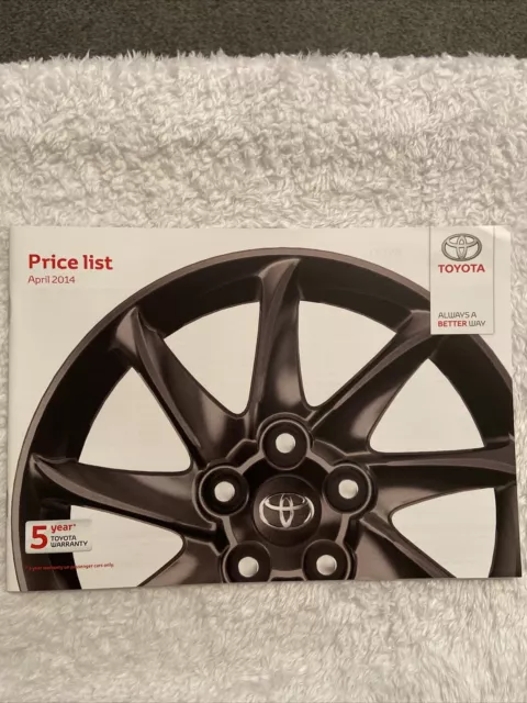 Toyota Price List Brochure From April 2014 - GT86 Aygo iQ Yaris Land Cruiser