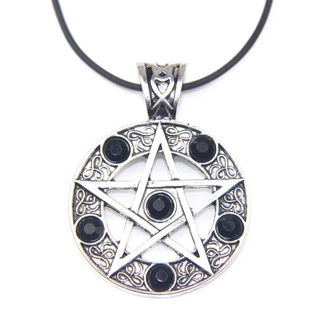 thumbnail image 2 of Bluebubble Black Magic Pentagram Star Earrings - Wicca Pagan Punk Rock Emo Pendant 2 of 5