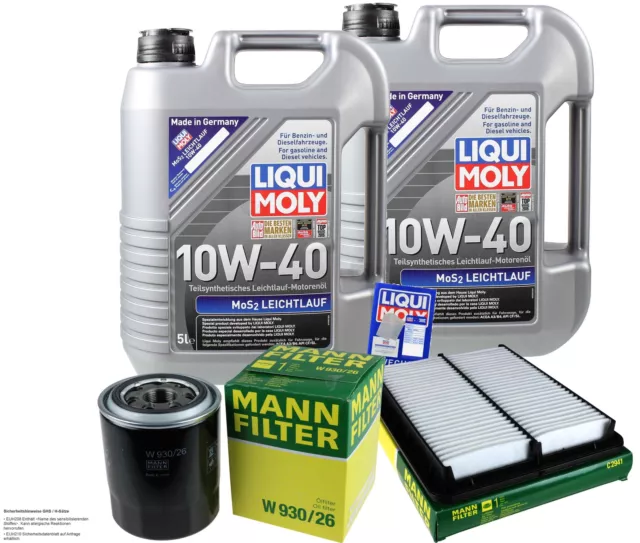 INSPEKTIONSKIT FILTER LIQUI MOLY ÖL 10L 10W-40 für KIA Sorento I JC 2.5 CRDi