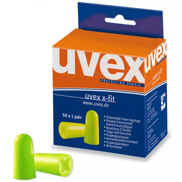 Uvex Ear Plugs X-Fit  2112.013  Uncorded in Mini Cardboard Dispenser - 50 Pairs