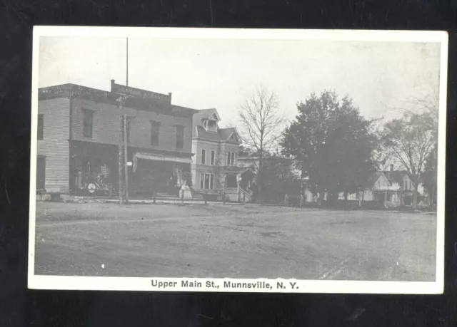 Munnsville New York Downtown Main Street Scene Vintage Postcard Ny