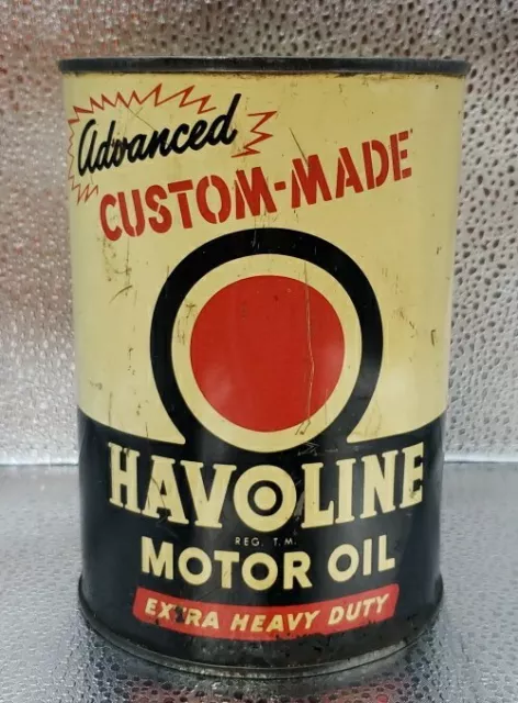 Vintage THE TEXAS CO HAVOLINE Extra Heavy Duty Motor Oil Qt Metal Can Empty