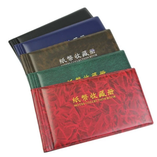 20 Notes Leather Notes-Banknote Album Paper Money Collection Stamps Book-Album